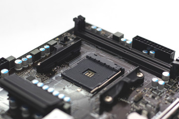 Fototapeta premium Electronic circuit boards, computer motherboard on white background