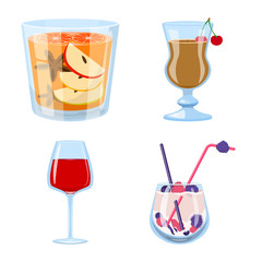 Vector illustration of cocktail and drink logo. Collection of cocktail and ice stock vector illustration.