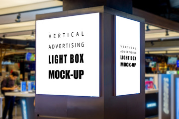 Two mock up vertical light box on the metal pole