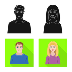 Vector illustration of hairstyle and profession icon. Collection of hairstyle and character vector icon for stock.