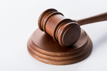 Wooden Gavel Over Defocused Background