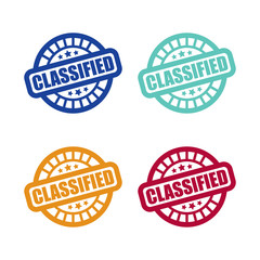 Set of Classified Stamp Labels