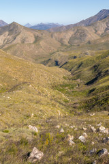 View from a high point in the Robinson Pass in the Western Cape province of South Africa image with copy space