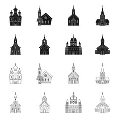 Obraz premium Vector design of cult and temple symbol. Set of cult and parish vector icon for stock.