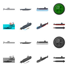 Vector design of war and ship symbol. Collection of war and fleet stock symbol for web.