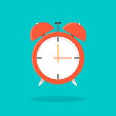 The alarm clock is shown on a blue background.