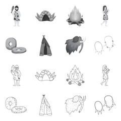 Vector design of evolution and neolithic sign. Set of evolution and primeval vector icon for stock.