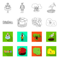 Isolated object of traditional and tour icon. Collection of traditional and landmarks vector icon for stock.