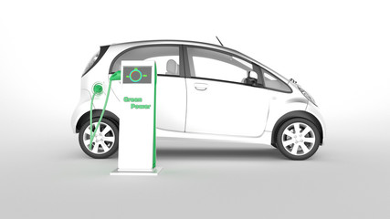 Automobile elettrica ecologica o ibrida in carica © CenturionStudio.it