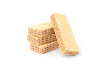 Vanilla wafer biscuit isolated on white background.
