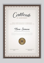 Certificate template with luxury pattern, diploma, vector illustration