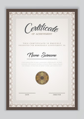 Certificate template with luxury pattern, diploma, vector illustration