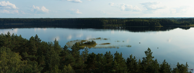 Aerial view of Baltieji Lakajai lake