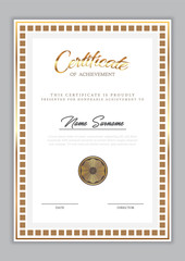 Certificate template with gold element, diploma, vector illustration