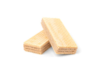 Vanilla wafer biscuit isolated on white background.