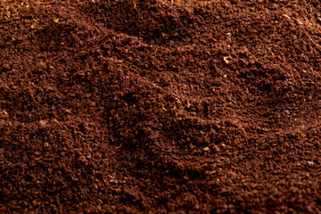 The texture of the ground coffee. natural groung coffee.