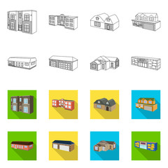 Isolated object of facade and housing icon. Collection of facade and infrastructure vector icon for stock.