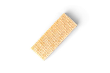 Vanilla wafer biscuit isolated on white background.