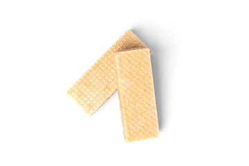 Vanilla wafer biscuit isolated on white background.