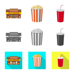 Isolated object of television and filming logo. Set of television and viewing stock symbol for web.