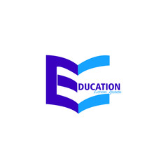 letter E education logo icon design, vector illustration