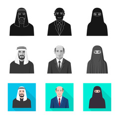 Vector illustration of hairstyle and profession logo. Set of hairstyle and character vector icon for stock.