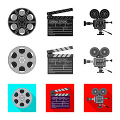 Vector design of television and filming icon. Set of television and viewing vector icon for stock.