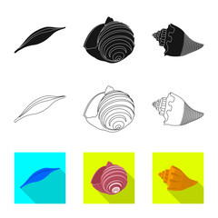 Vector illustration of animal and decoration sign. Set of animal and ocean stock symbol for web.