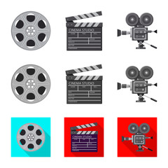 Vector design of television and filming icon. Set of television and viewing stock symbol for web.