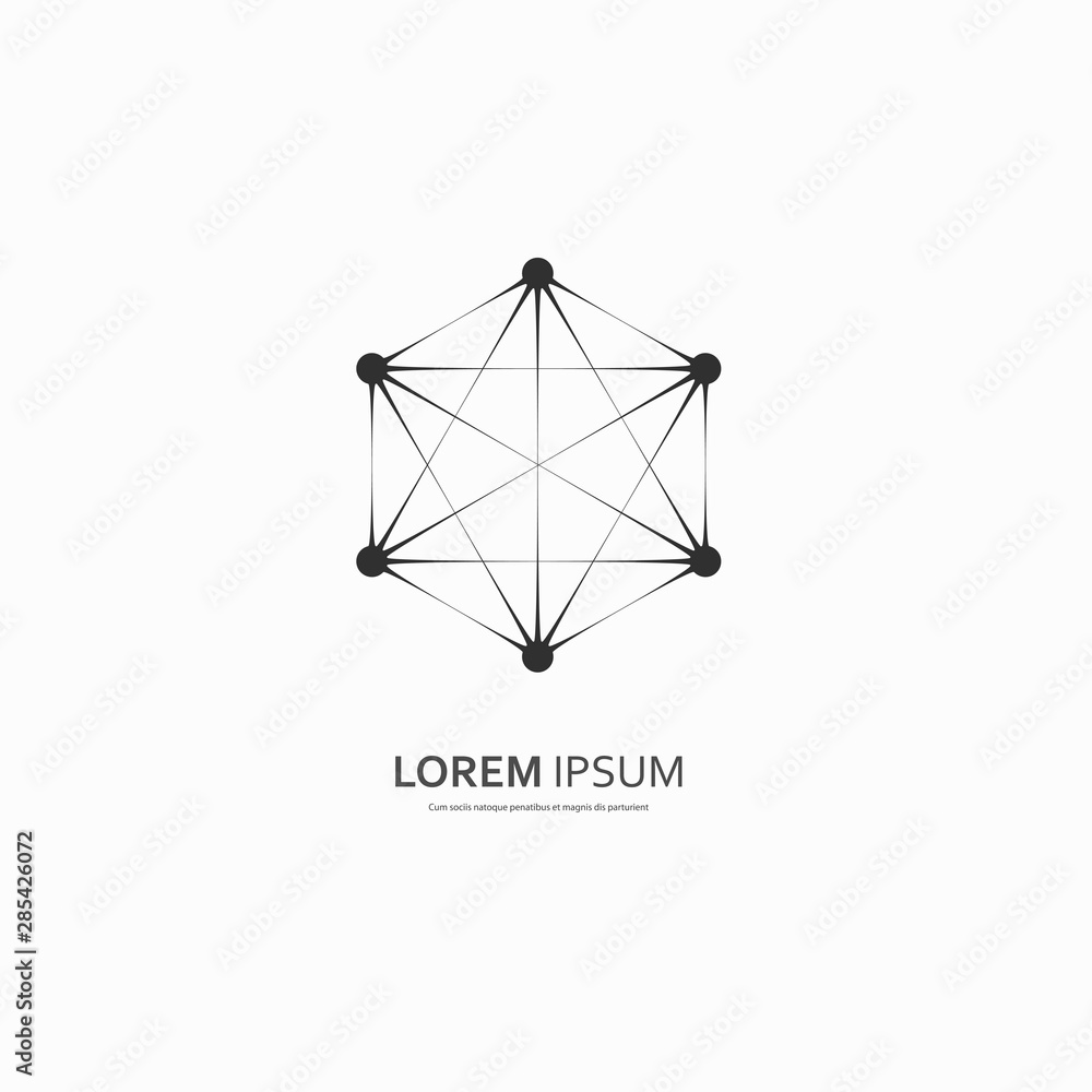Poster abstract network connection. vector circle illustration on white square background