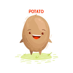 Cute happy smiling funny potato. Vector flat cartoon character illustration icon design. Potato farm vegetable concept