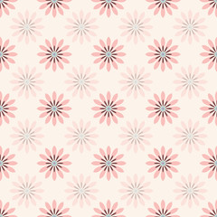 Seamless pattern of pink flowers on a cream background.
