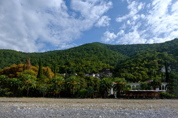 Mountain landscape on the coast in Gagra.