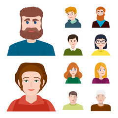 Isolated object of people and avatar icon. Collection of people and portrait stock vector illustration.