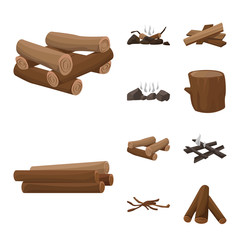 Vector design of timber and nature symbol. Collection of timber and construction stock vector illustration.