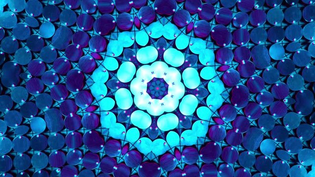 Blue VJ Fractal kaleidoscopic background/ Disco dinamic mandala spectrum