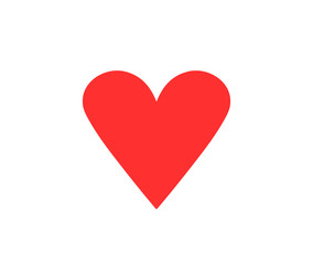 Red heart sign isolated on white. Valentines day icon. Hand drawn shape. Vector illustration