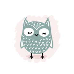 Cute Owl. Cartoon Character Isolated on White Vector Illustration.