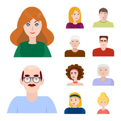 Isolated object of people and avatar icon. Set of people and portrait stock vector illustration.