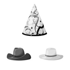 Vector illustration of hat and helmet icon. Set of hat and profession vector icon for stock.