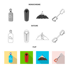 Fototapeta premium Isolated object of mountaineering and peak sign. Set of mountaineering and camp stock symbol for web.