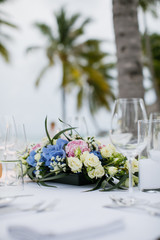 Wedding decoration of table on Maldives islands