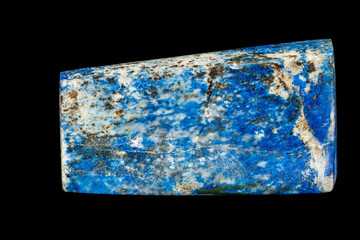 Macro of mineral stone Lazurite on a black background