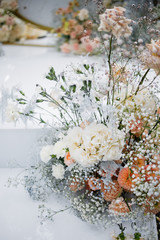 Wedding decorations. Floral design of the registration area and banquet hall