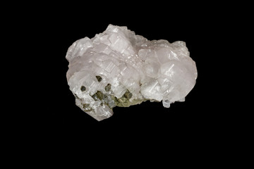 Macro stone Calcite mineral on a black background