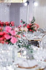 Wedding decorations. Floral design of the registration area and banquet hall
