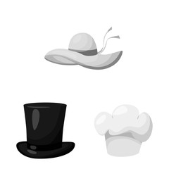 Vector illustration of hat and helmet sign. Set of hat and profession vector icon for stock.