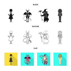 Vector illustration of mystic and hell logo. Set of mystic and devilry stock symbol for web.