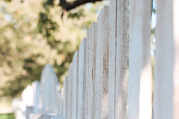 white fence. free space for text. rest at nature