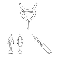 Vector illustration of mellitus and diabetes symbol. Collection of mellitus and diet vector icon for stock.